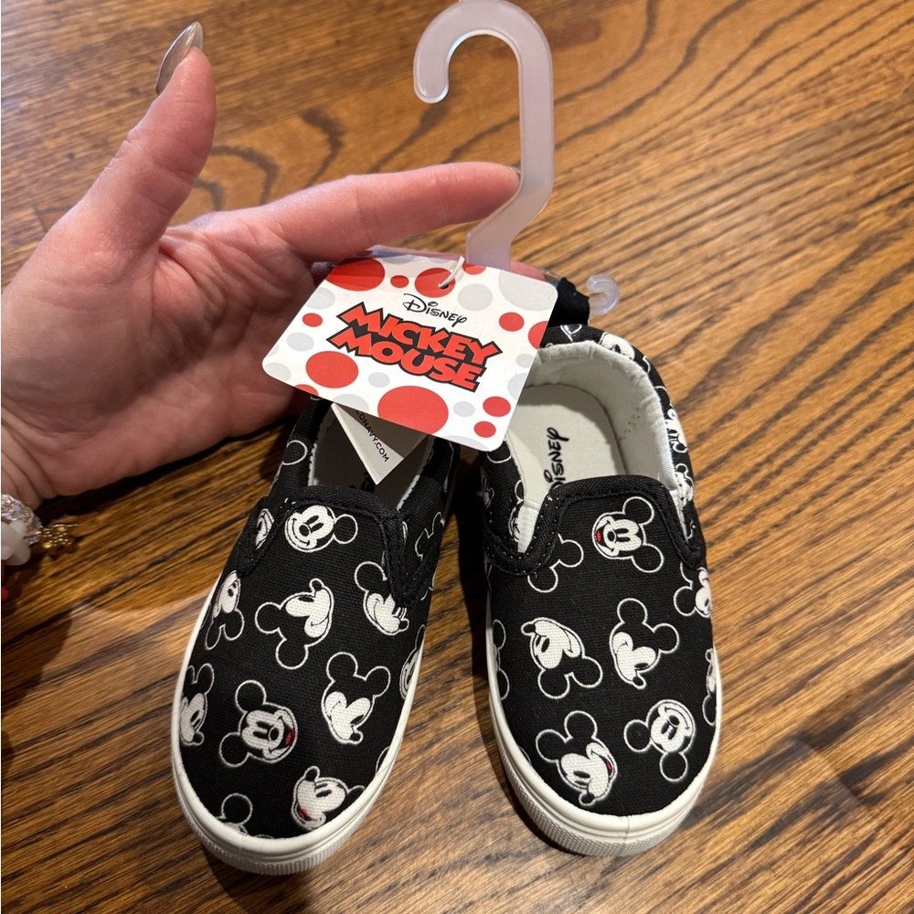 Disney Mickey Mouse Kids Slip-On Sneakers - Black and White